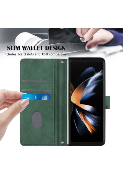 Samsung Galaxy Z Fold5 5g Deri Telefon Kapağı Cüzdan Stand Baskılı Kılıf (Yurt Dışından)