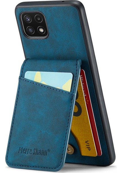 Samsung Galaxy A22 5g Kart Yuvaları Pu Deri+Tpu Telefon Kickstand Cover (Yurt Dışından)