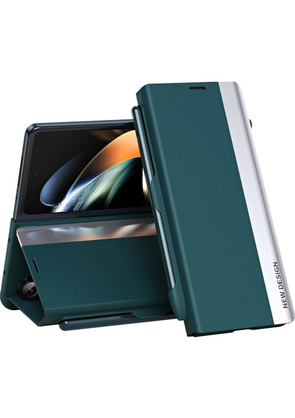 Samsung Galaxy Z Fold5 5g Şok Geçirmez Kasa Pu Deri+Pc Telefon Kapağı Kalemle (Yurt Dışından)