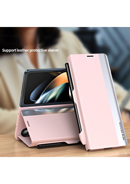 Samsung Galaxy Z Fold5 5g Şok Geçirmez Kasa Pu Deri+Pc Telefon Kapağı Kalemle (Yurt Dışından)