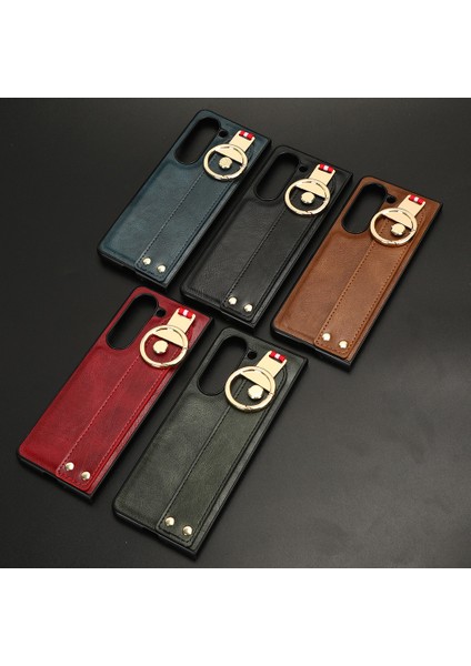 Samsung Galaxy Z Fold5 5g 5g Buzağı Dokusu Pu Deri Pc Kasası Kickstand Telefon Kapağı Omuz Kayışı (Yurt Dışından) fiyatları