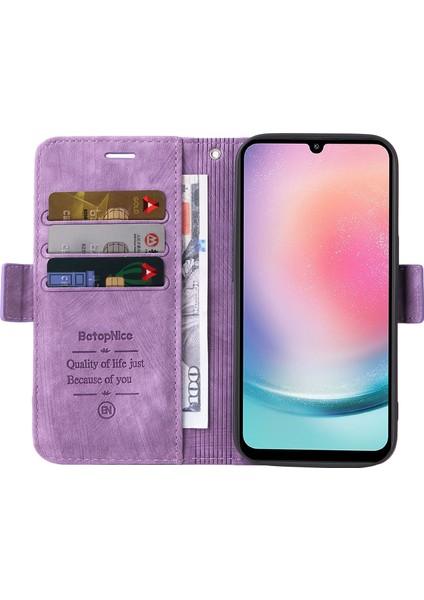 Samsung Galaxy A24 4g Telefon Cüzdan Stand Kılıfı Baskılı Hat Pu Deri Kapak (Yurt Dışından)