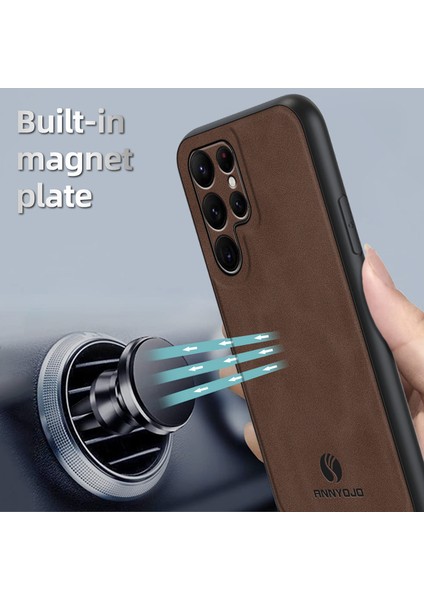 Samsung Galaxy S22 Ultra 5g Manyetik Araba Montaj Telefon Kapağı Pu Deri+Pc+Tpu Kılıfı (Yurt Dışından) fiyatları