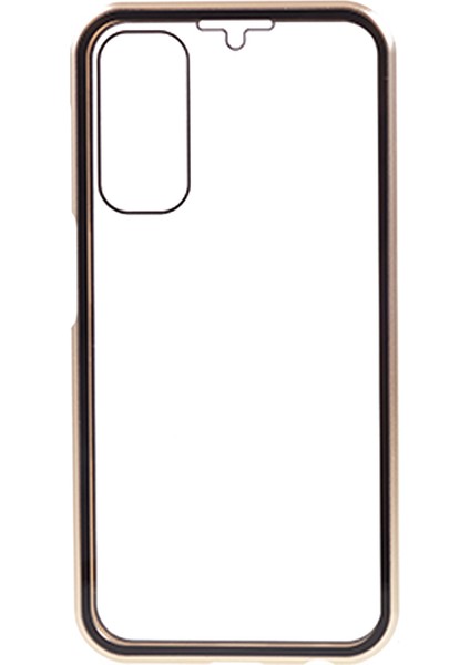 Samsung Galaxy A24 4g Açık Çift Taraflı Temperli Cam Kılıf Manyetik Adsorpsiyon Metal Çerçeve Telefon Kapağı (Yurt Dışından)