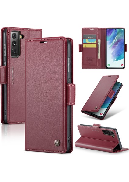 Samsung Galaxy S21 Fe 5g Pu Deri Cüzdan Telefon Kapağı Rfıd Engelleme Stand Kılıfı (Yurt Dışından)