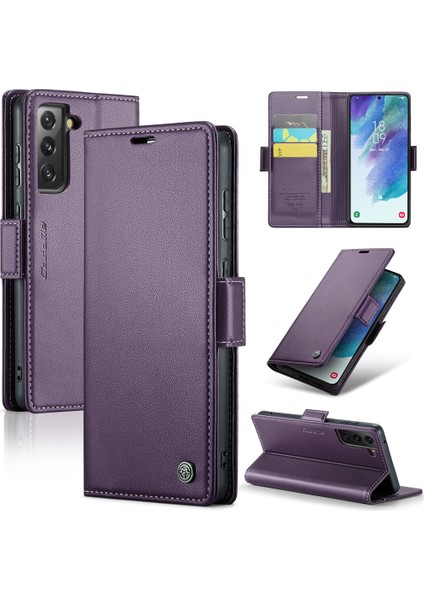 Samsung Galaxy S21 Fe 5g Pu Deri Cüzdan Telefon Kapağı Rfıd Engelleme Stand Kılıfı (Yurt Dışından)