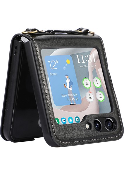 Samsung Galaxy Z Flip5 5g Pu Deri Pc Telefon Kılıfı Omuz Kayışı ile Koruyucu Koruyucu Kapak (Yurt Dışından) indirimleri