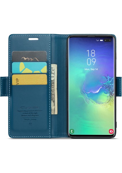 Samsung Galaxy S10 Plus Rfıd Engelleyen Deri Kılıf Cüzdan Stand Telefon Kapağı (Yurt Dışından)