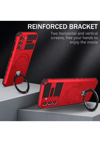 Samsung Galaxy S21 Fe 5g Cep Telefon Kılıfı Pc+Tpu Manyetik Metal Yüzük Kickstand Cover (Yurt Dışından)