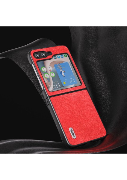 Samsung Galaxy Z Flip5 5g Retro Litchi Doku Telefon Kılıfı Pu Deri Kaplamalı Pc Koruyucu Kapak (Yurt Dışından)