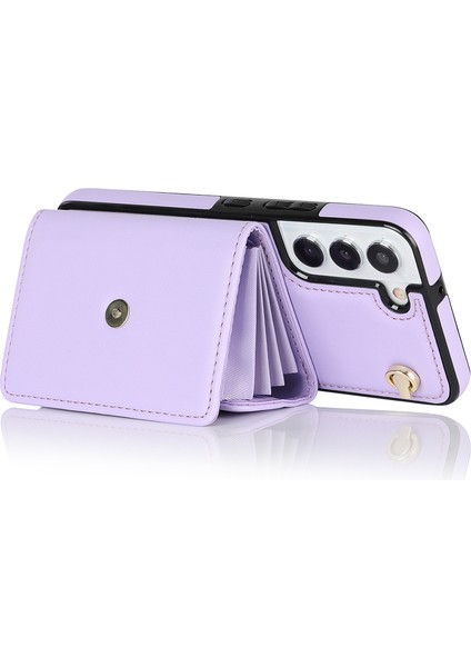 Samsung Galaxy S22 5g Kart Yuvaları Telefon Kabuğu Pu Deri+Tpu Telefon Kasası Kickstand Kapak Kısa+Uzun Kayışlar (Yurt Dışından) fırsatları