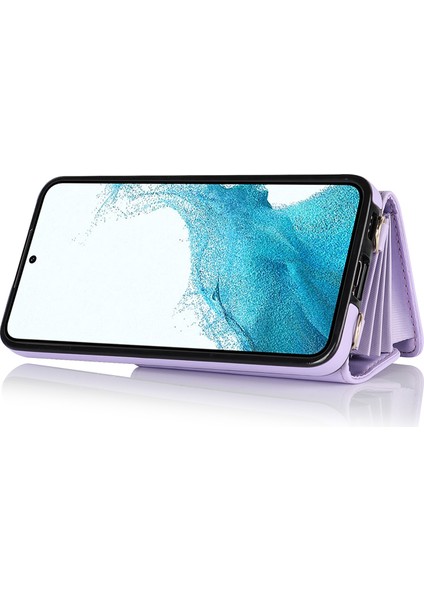 Samsung Galaxy S22 5g Kart Yuvaları Telefon Kabuğu Pu Deri+Tpu Telefon Kasası Kickstand Kapak Kısa+Uzun Kayışlar (Yurt Dışından) indirimleri