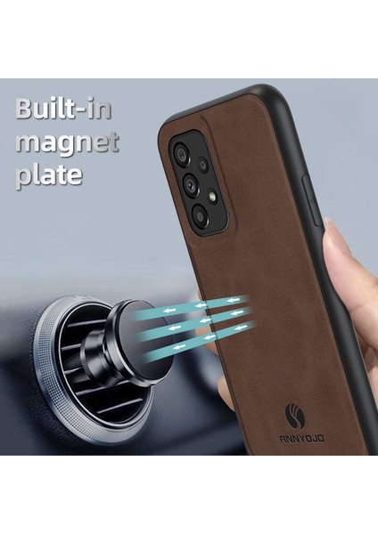 Samsung Galaxy A13 4g Pu Deri Kaplamalı Pc+Tpu Kapak Anti-Drop Telefon Kılıfı Desteği Manyetik Araç Montajı (Yurt Dışından)