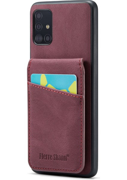 Samsung Galaxy A51 5g SM-A516 Kart Yuvaları Kickstand Pu Deri+Tpu Telefon Kılıfı (Yurt Dışından)