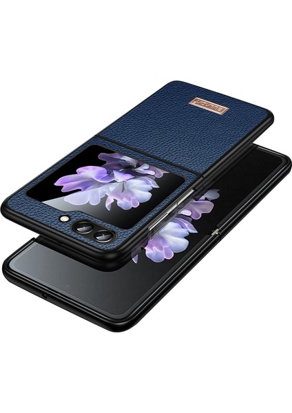 Samsung Galaxy Z Flip5 5g Ince Fit Telefon Kılıfı Pu Deri Kaplamalı Pc+ Tpu Litchi Doku Kapağı (Yurt Dışından)