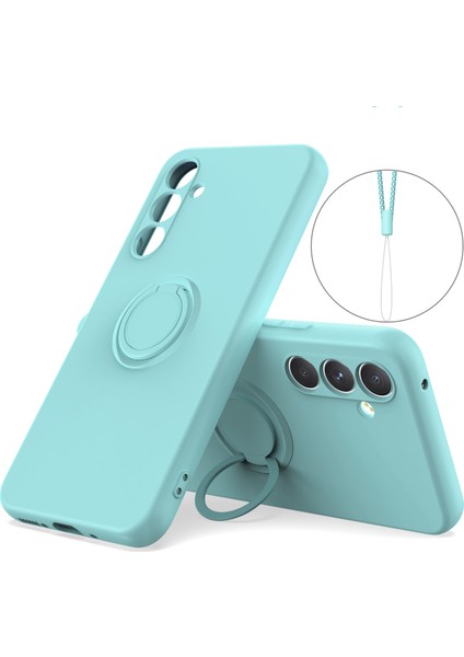 Samsung Galaxy A54 5g Yüzük Kickstand Telefon Kılıfı Sıvı Silikon Kapak Bilek Ipi (Yurt Dışından)