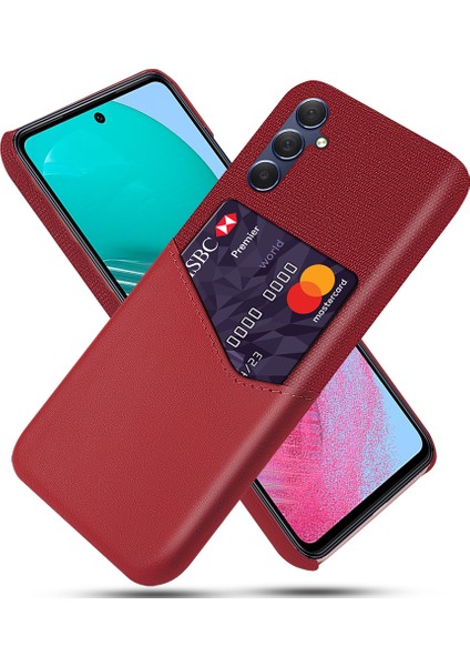 Samsung Galaxy M54 5G/F54 5g Kart Tutucu Deri Kaplamalı Pc Kılıf Kılıf Doku Doku Anti-Çizelge Telefon Kapağı (Yurt Dışından)