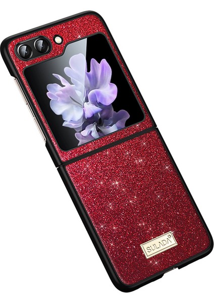 Samsung Galaxy Z Flip5 5g Glitter Pullar Parlak Kılıf Pu Deri Kaplamalı Pc+ Tpu Anti Slip Shockproof Cover (Yurt Dışından)