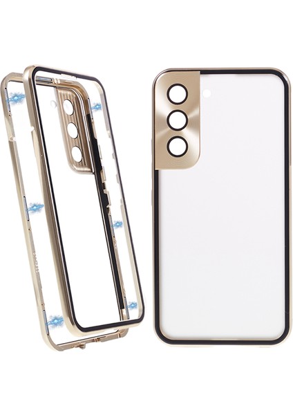 Samsung Galaxy S21 5g Güvenlik Kilidi Manyetik Telefon Kılıf Metal Çerçeve Çift Taraflı Temperli Cam Açık Kapak (Yurt Dışından)