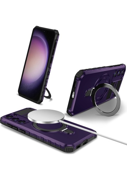 Samsung Galaxy S23 Plus Manyetik Telefon Kılıf Kickstand Pc+ Tpu Sağlam Koruyucu Kapak (Yurt Dışından)
