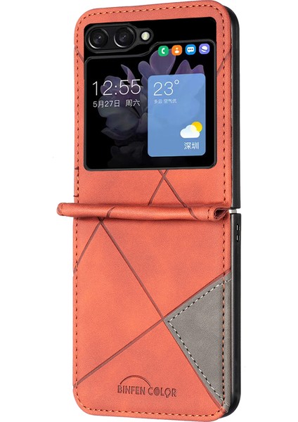 Samsung Galaxy Z Flip5 5g Telefon Kılıfı Pu Deri+Pc Baskılı Desen Kapağı (Yurt Dışından) fiyatları