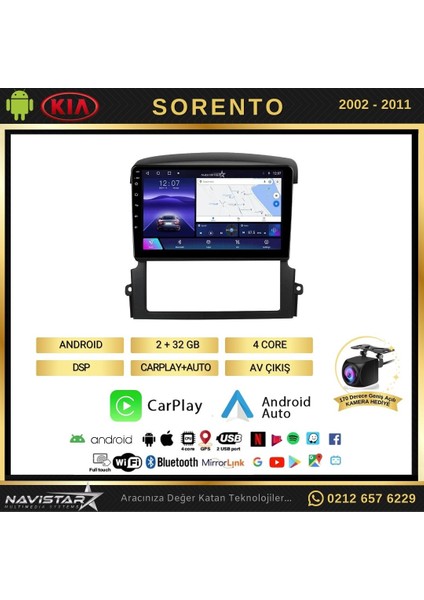 Kia Sorento  2002 - 2011 Model 2gb + 32GB Android 13 Kablosuz Ca