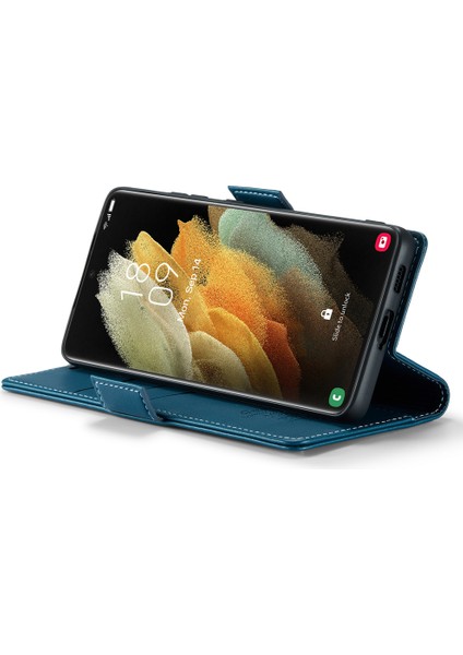 Samsung Galaxy S21 Ultra 5g Litchi Doku Deri Deri Cüzdan Kapağı Rfıd Blowantıon Stand Telefon Kılıfı (Yurt Dışından) fırsatları