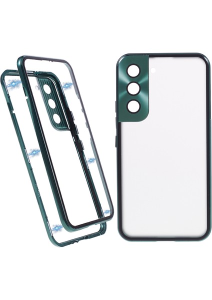 Samsung Galaxy S22+ 5g Manyetik Metal Çerçeve Telefon Kasası Çift Taraflı Temperli Cam Tam Koruyucu Kapak (Yurt Dışından)
