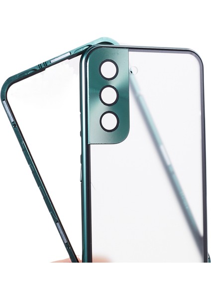 Samsung Galaxy S22+ 5g Manyetik Metal Çerçeve Telefon Kasası Çift Taraflı Temperli Cam Tam Koruyucu Kapak (Yurt Dışından)