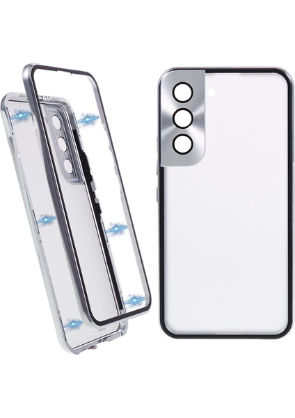 Samsung Galaxy S22+ 5g Manyetik Metal Çerçeve Telefon Kasası Çift Taraflı Temperli Cam Tam Koruyucu Kapak (Yurt Dışından)
