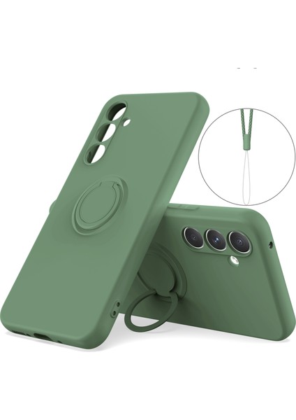 Samsung Galaxy A34 5g Sıvı Silikon Koruyucu Kapak Yüzüğü Kickstand Telefon Kılıfı Bilek Ipi (Yurt Dışından)