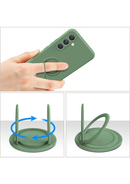 Samsung Galaxy A34 5g Sıvı Silikon Koruyucu Kapak Yüzüğü Kickstand Telefon Kılıfı Bilek Ipi (Yurt Dışından)