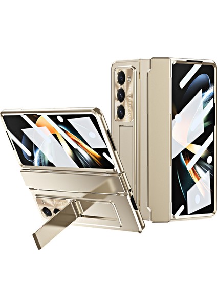 Samsung Galaxy Z Fold5 5g Kickstand Sabit Pc Kılıfı Koruyucu Telefon Kapağı Lens Filmi ve Temperli Cam Ekran Film (Yurt Dışından)