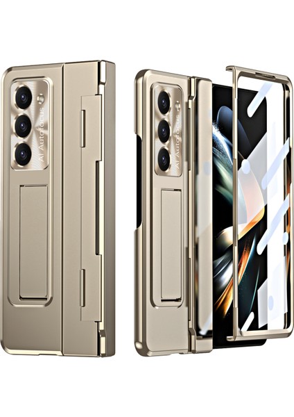Samsung Galaxy Z Fold5 5g Kickstand Sabit Pc Kılıfı Koruyucu Telefon Kapağı Lens Filmi ve Temperli Cam Ekran Film (Yurt Dışından)