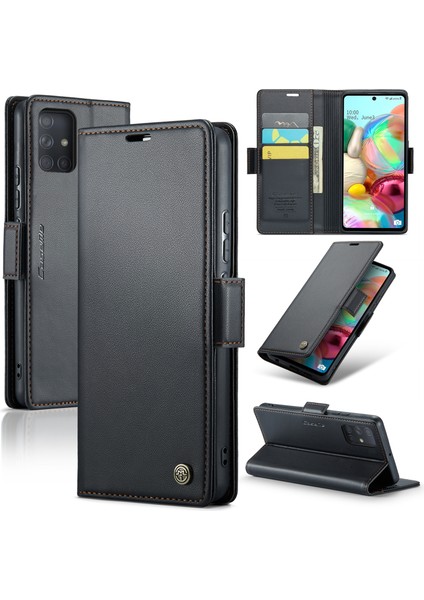 Samsung Galaxy A71 4g SM-A715 Pu Deri Stand Telefon Kılıfı Rfıd Engelleme Cüzdan Kapağı (Yurt Dışından)