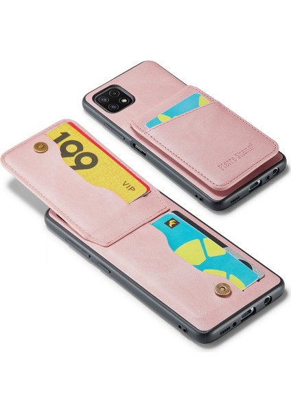 Samsung Galaxy A22 5g Kart Yuvaları Pu Deri+Tpu Telefon Kickstand Cover (Yurt Dışından)