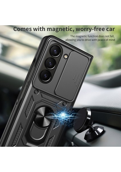 Samsung Galaxy Z Fold5 5g Kickstand Telefon Kapağı Pc+Tpu Kılıfı Slayt Lens Koruyucu (Yurt Dışından) modelleri