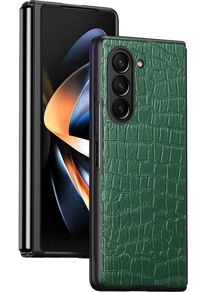 Samsung Galaxy Z Fold5 5g 5g Timsah Deri Katlanır Telefon Kılıfı Pu Deri Kaplamalı Pc Kapağı (Yurt Dışından)