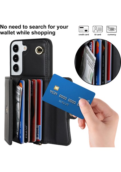 Samsung Galaxy S22 5g Kart Yuvaları Telefon Kabuğu Pu Deri+Tpu Telefon Kasası Kickstand Kapak Kısa+Uzun Kayışlar (Yurt Dışından) fiyatları