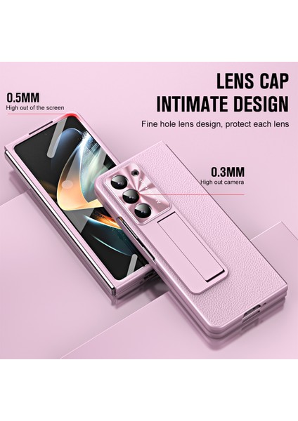 Samsung Galaxy Z Fold5 5g Litchi Doku Deri Pc Kasa Şok Geçirmez Kickstand Telefon Kapağı (Yurt Dışından)