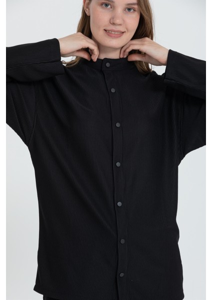 R-4332 Hakim Yaka Gömlek Bel Lastikli Pantolon Geniş Ottoman Takım modelleri