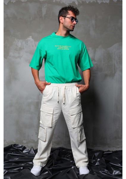 R-4331 Cep Fermuar Detaylı Bel Lastikli Gabardin Pantolon