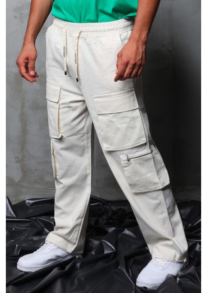 R-4331 Cep Fermuar Detaylı Bel Lastikli Gabardin Pantolon