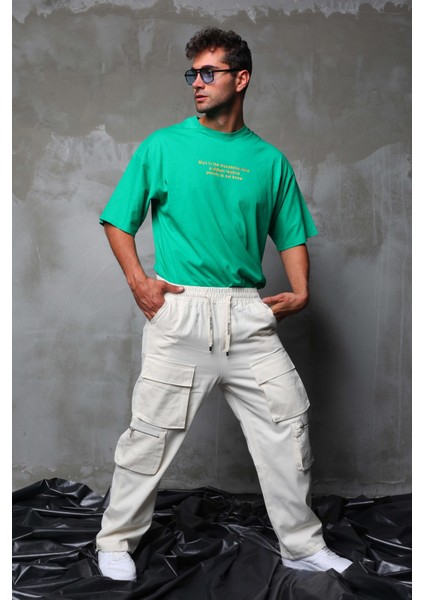 R-4331 Cep Fermuar Detaylı Bel Lastikli Gabardin Pantolon modelleri