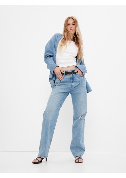 Organik Pamuk High Rise 90S Loose Washwell™ Jean Pantolon