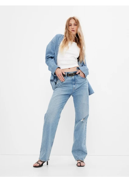 Organik Pamuk High Rise 90S Loose Washwell™ Jean Pantolon