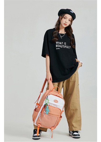 Renk Kontrastı Sırt Çantası (Yurt Dışından) modelleri