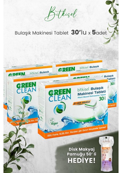 Bulaşık Makinesi Tablet 30'lu x 5 Adet ve Hediyeli