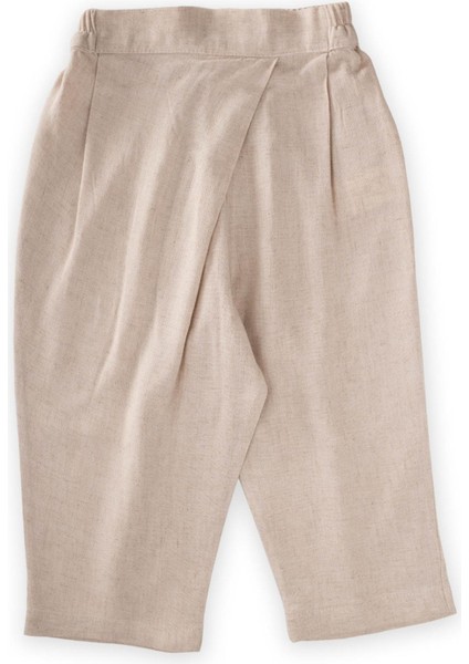 Çapraz Pileli Keten Pantolon Naturel