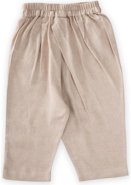 Çapraz Pileli Keten Pantolon Naturel